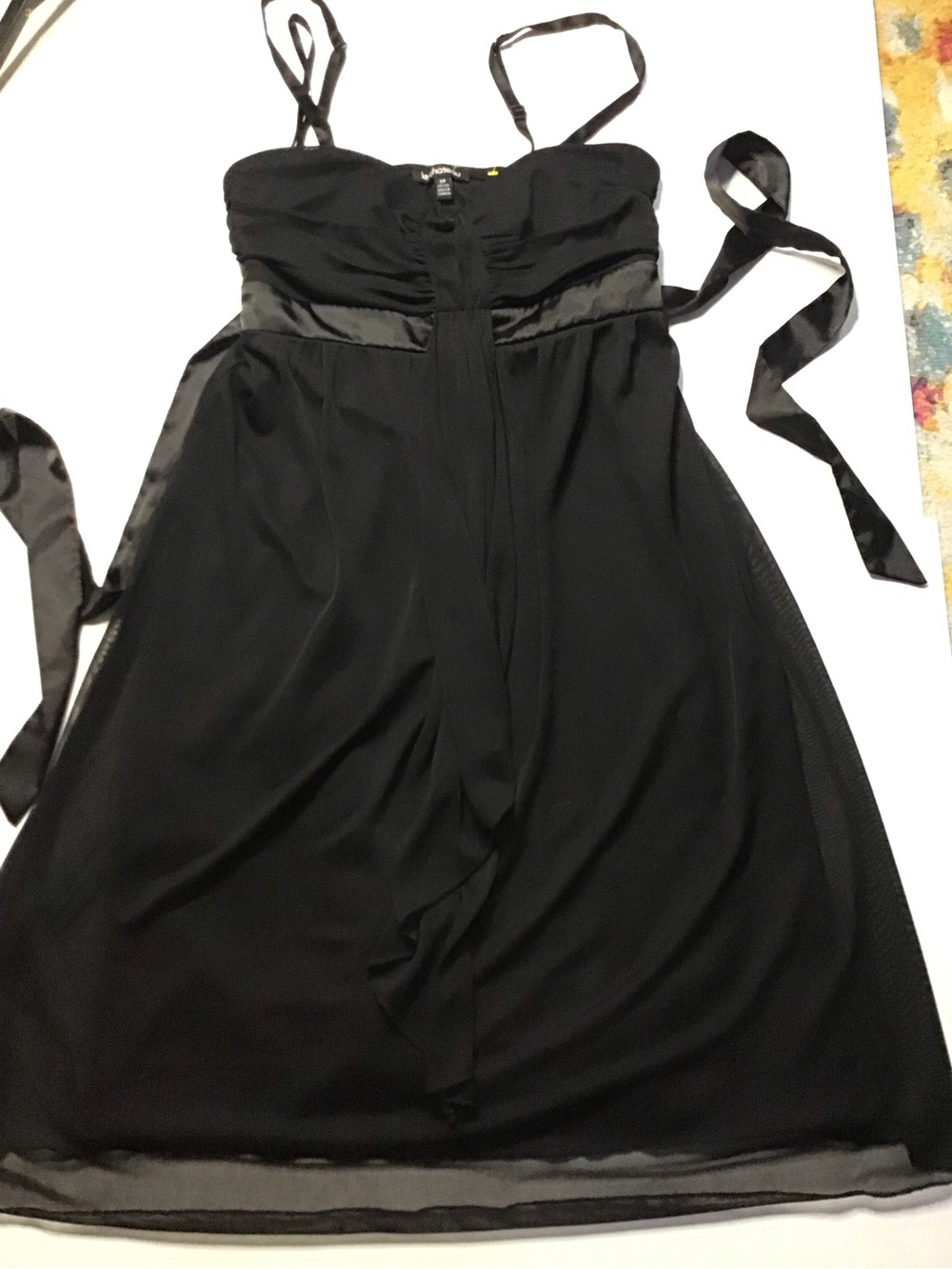 Black le Chateau stretchy Satin bow tie Trim Cocktail Dress size S/P - Picture 11 of 14